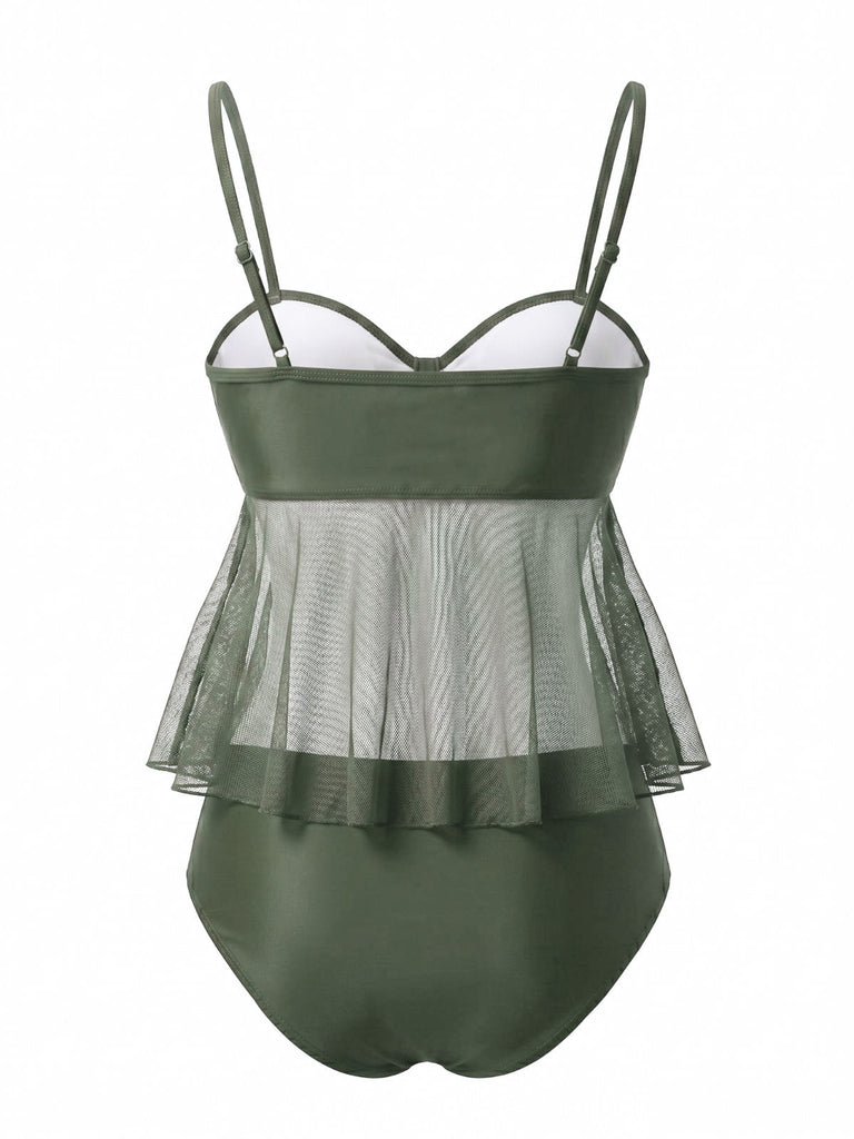 Maillot de Bain en Filet High Waist Nœud Tie Années 1950 10