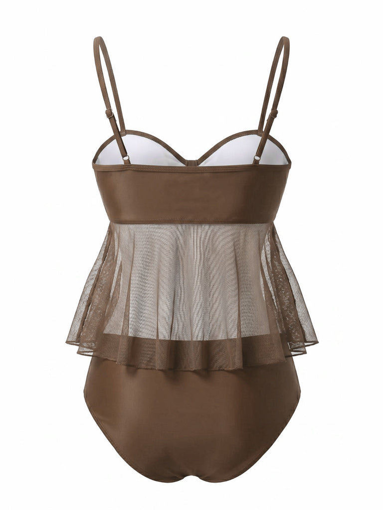 Maillot de Bain en Filet High Waist Nœud Tie Années 1950 12