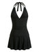 Ensemble Tankini Décolleté Plongeant Dos Nu et Paréo années 50 2