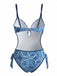 Maillot de Bain Une Pièce Bleu Bohème Années 1970