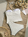 Ensemble Tankini Halter Bustier Texturé Blanc Années 1950 7