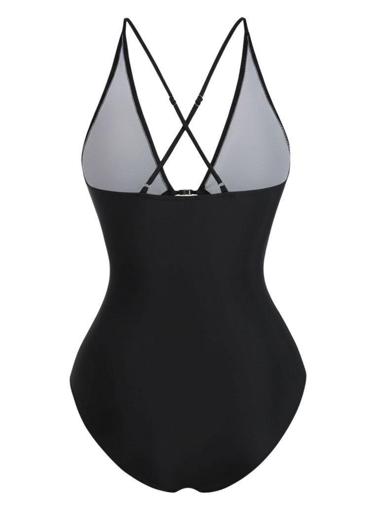 Maillot de Bain Une Pièce Découpé Lacé Plongeant Années 1960 9
