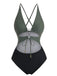 Maillot de Bain Une Pièce Découpé Lacé Plongeant Années 1960 2
