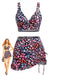 Maillot de Bain Floral Torsadé Devant & Ruffled Années 1940