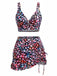 Maillot de Bain Floral Torsadé Devant & Ruffled Années 1940 2