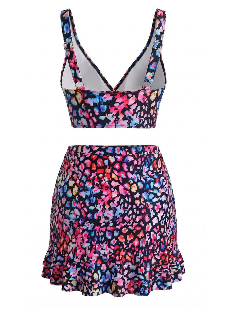 Maillot de Bain Floral Torsadé Devant & Ruffled Années 1940 3