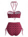 Maillot de Bain Rouge Papillon Halter Rose Années 1940 3
