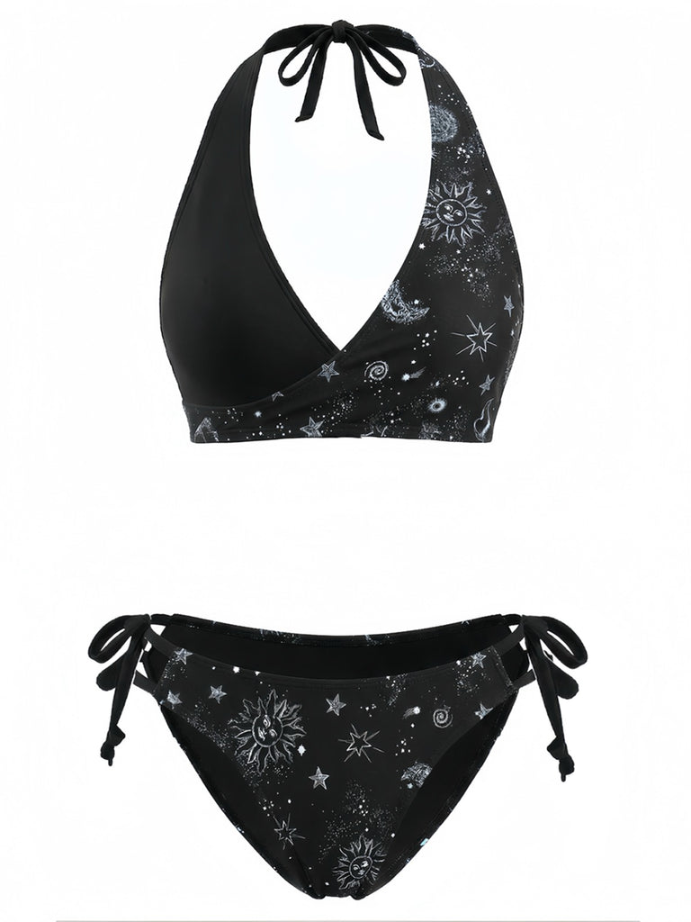Ensemble bikini dos nu à imprimé floral style années 1940