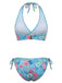 Ensemble bikini dos nu à imprimé floral style années 1940