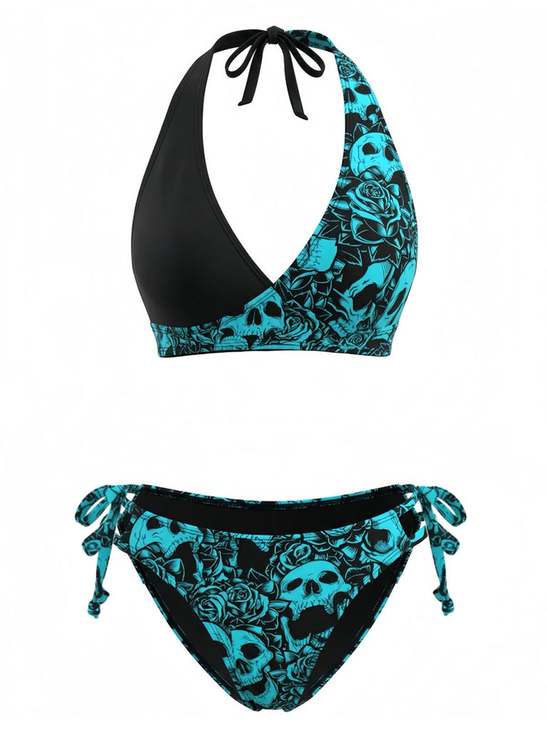 Ensemble bikini dos nu à imprimé floral style années 1940