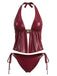 Maillot de Bain Faux Leather Halter Coquillage Rouge Années 1940 2