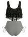Set Tankini Gothique en Résille à Rayures Imprimé Chauve-Souris Années '70 2