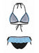 Maillot de Bain Halter Contrast à Pois à Volants Trim Années 1980 2