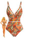Maillot de Bain Floral Hollow Patchwork Orange Années 1940