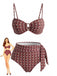 Maillot de Bain Chain Imprimé High Waist Marron Années 1940