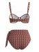 Maillot de Bain Chain Imprimé High Waist Marron Années 1940 3