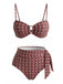 Maillot de Bain Chain Imprimé High Waist Marron Années 1940 2