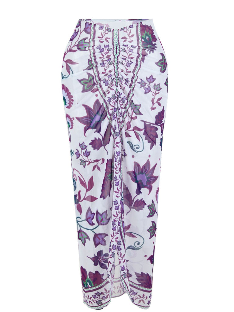 Maillot de Bain Une Pièce Floral à Larges Bretelles et Cache-Maillot Années 1950 13