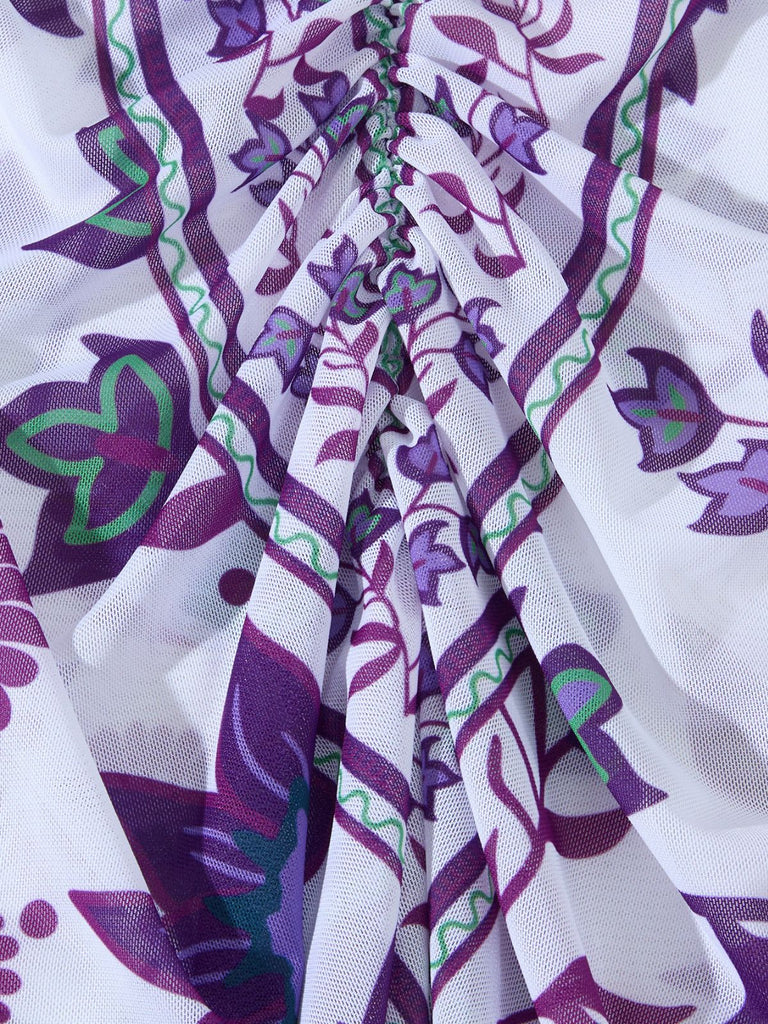 Maillot de Bain Une Pièce Floral à Larges Bretelles et Cache-Maillot Années 1950 14