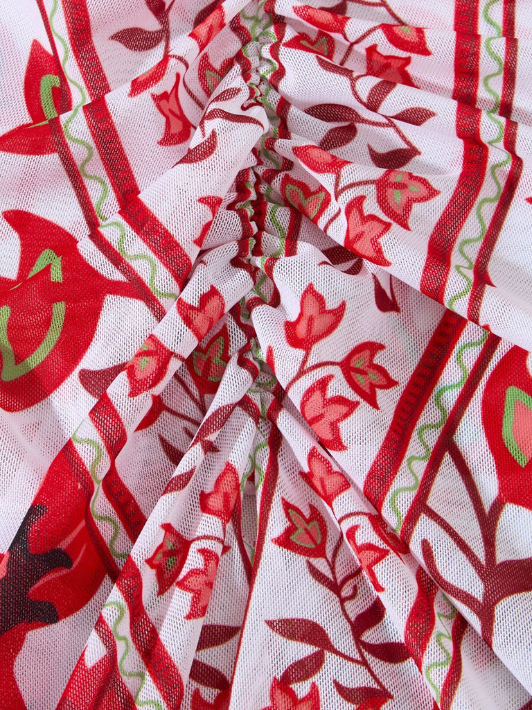 Maillot de Bain Une Pièce Floral à Larges Bretelles et Cache-Maillot Années 1950 25