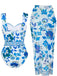 Maillot de Bain Une Pièce Floral à Larges Bretelles et Cache-Maillot Années 1950 2