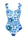 Maillot de Bain Une Pièce Floral à Larges Bretelles et Cache-Maillot Années 1950 3