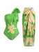 [Prévente] Maillot de Bain Une Pièce Floral Feuille d'Érable Une Épaule et Cache-Maillot Années 1970