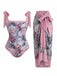 [Prévente] Maillot de Bain Une Pièce Floral Imprimé Chat et Cache-Maillot Années 1960