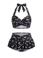 [Prévente] Ensemble Bikini Noir Décor Chauve-Souris Années 60