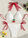 Ensemble Bikini Côtelé Dos Nu Noué Cerises Blanc années 50 4