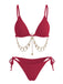 Ensemble bikini triangle chaîne dorée et côtelé années 1960