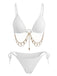 Ensemble bikini triangle chaîne dorée et côtelé années 1960