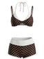 [Prévente] Maillot de bain marron à pois double épaisseur années 1950