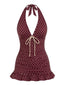 [Prévente] Maillot de bain bordeaux dos nu à pois années 40