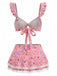 Ensemble Bikini à Volants Floral avec Dentelle Années 1940 6