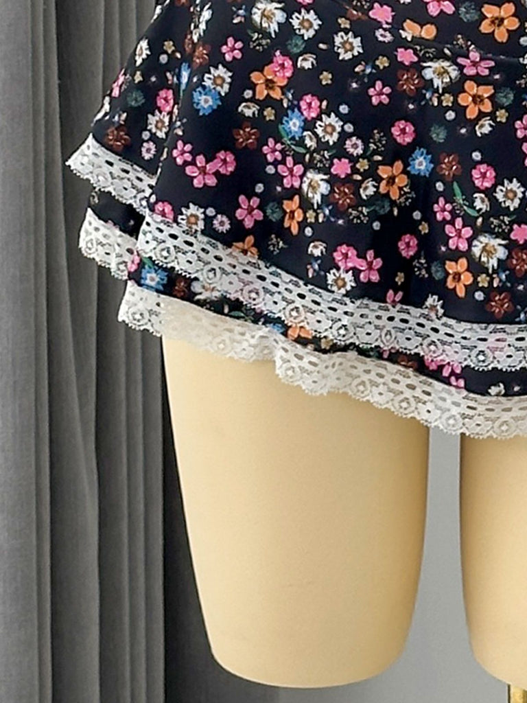 Ensemble Bikini à Volants Floral avec Dentelle Années 1940 17