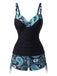 Tankini Noir bohème col V bretelles années 70