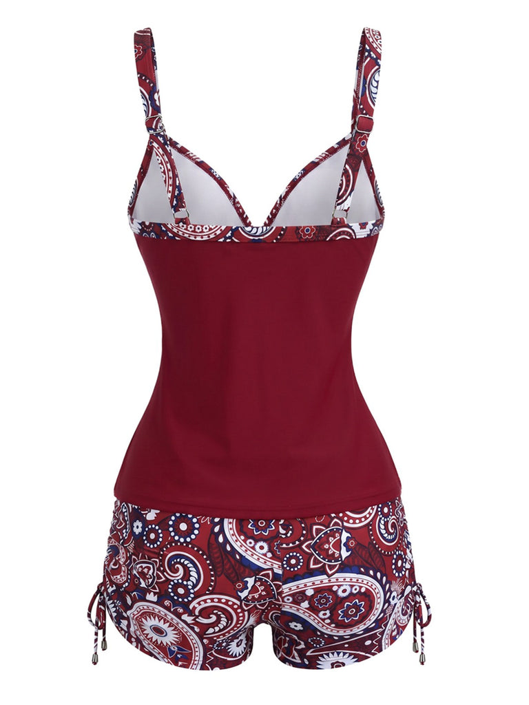 Tankini Noir bohème col V bretelles années 70