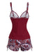 Tankini Noir bohème col V bretelles années 70