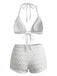 Ensemble Bikini Halter Froncé à Pois Blanc Années 1950 5