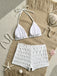 Ensemble Bikini Halter Froncé à Pois Blanc Années 1950 7