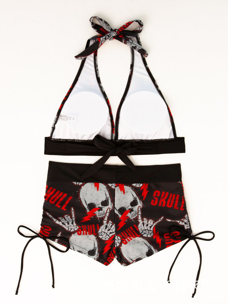Ensemble Bikini Punk Rock Tête de Mort Dos Nu années 80 4