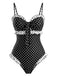 Maillot de Bain Une Pièce à Pois Volants Patchwork Années 1940 2