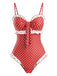 Maillot de Bain Une Pièce à Pois Volants Patchwork Années 1940 3