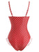 Maillot de Bain Une Pièce à Pois Volants Patchwork Années 1940 4