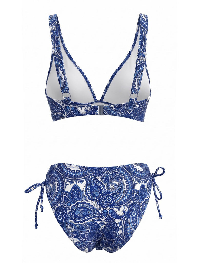 Ensemble Tankini Bohème Floral Col V Années 1970 5