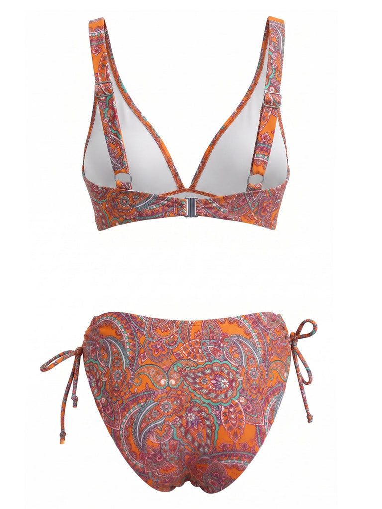 Ensemble Tankini Bohème Floral Col V Années 1970 3