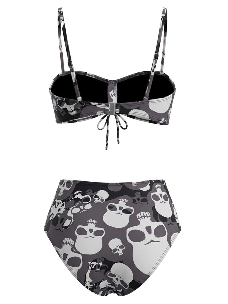Ensemble Bikini À Crâne Gothique Noir Années 1980