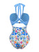 Maillot de Bain Une Pièce Halter Plongeant Découpé Années 1950 5