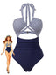 Maillot De Bain Une Pièce Bleu Marine Rayé Années 50
